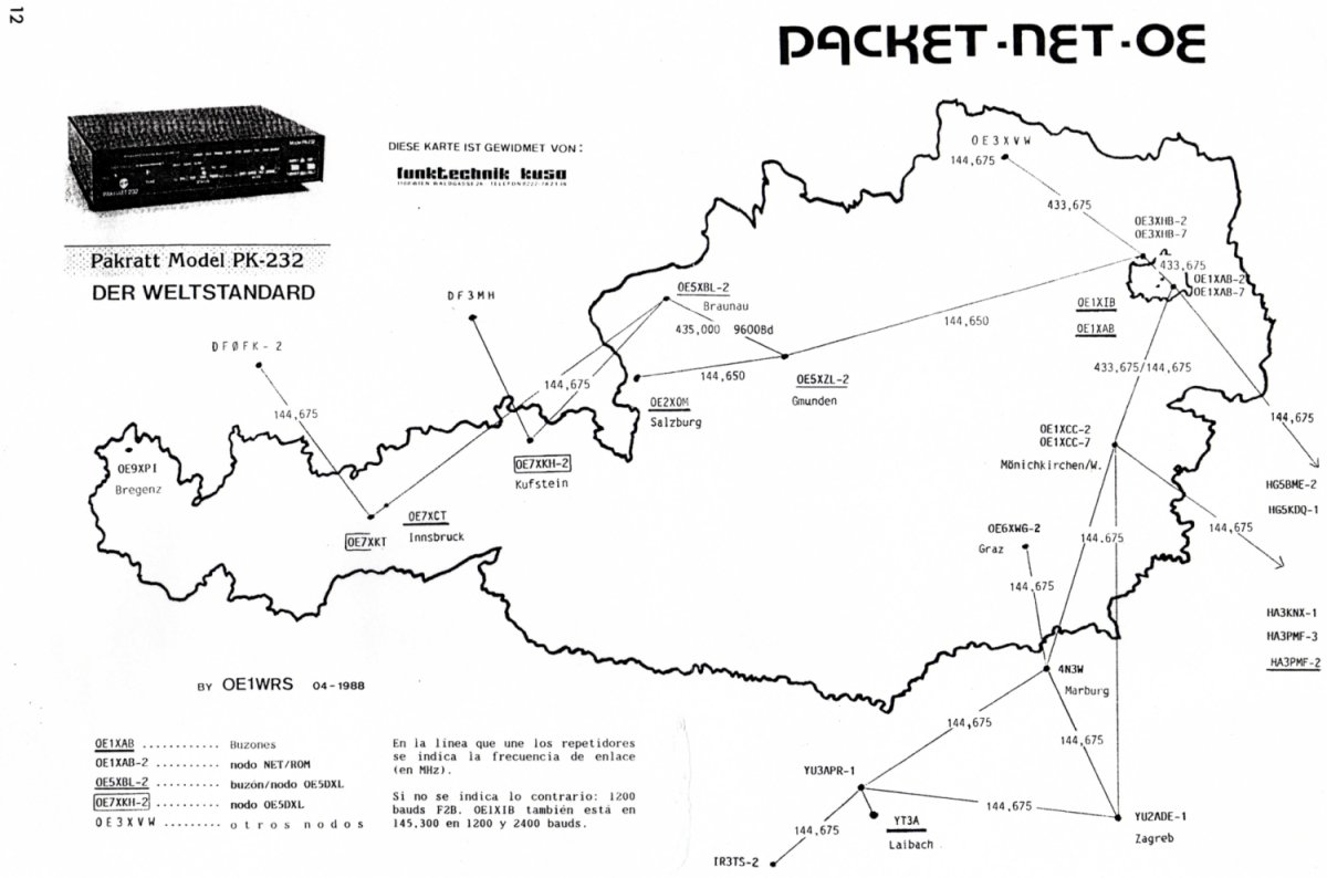 Mapa packet radio Austria (OE)